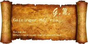 Geiringer Mária névjegykártya